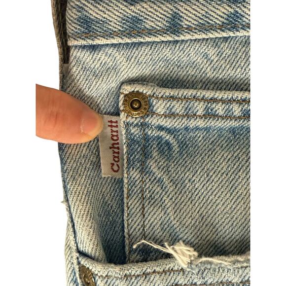 Carhartt Jeans Mens 40x32 Lightwash Distressed Workwear Dungarees Tradiontal Fit - Picture 4 of 9